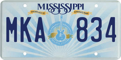 MS license plate MKA834