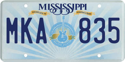 MS license plate MKA835
