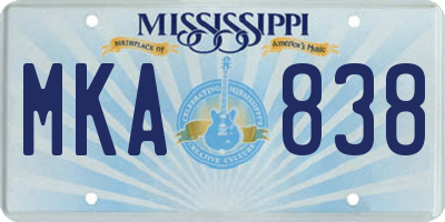 MS license plate MKA838