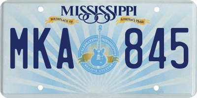 MS license plate MKA845