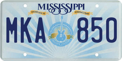MS license plate MKA850