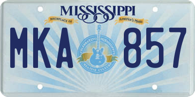 MS license plate MKA857