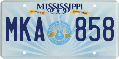 MS license plate MKA858