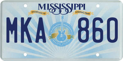 MS license plate MKA860