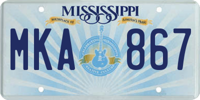 MS license plate MKA867