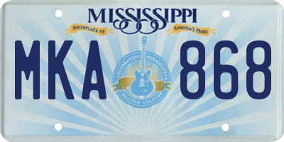 MS license plate MKA868