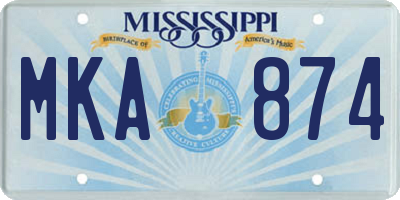MS license plate MKA874