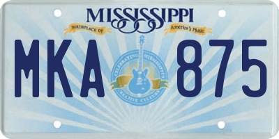 MS license plate MKA875
