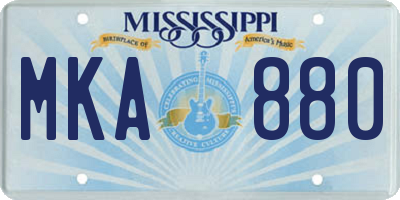 MS license plate MKA880