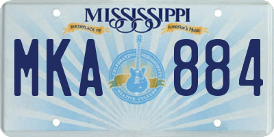 MS license plate MKA884