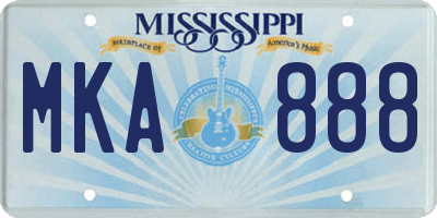 MS license plate MKA888