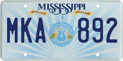 MS license plate MKA892