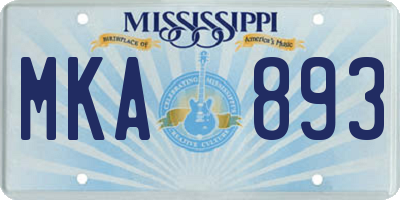 MS license plate MKA893