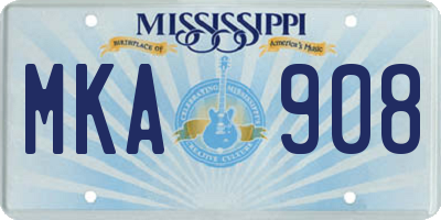 MS license plate MKA908