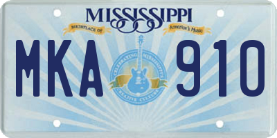 MS license plate MKA910
