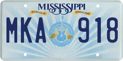 MS license plate MKA918