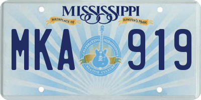 MS license plate MKA919