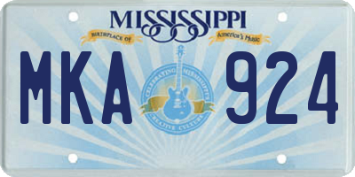 MS license plate MKA924