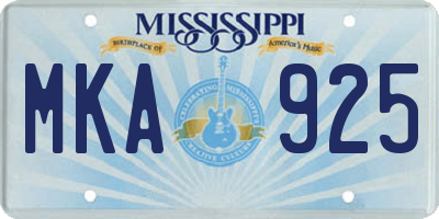 MS license plate MKA925