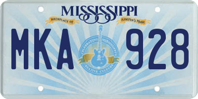 MS license plate MKA928