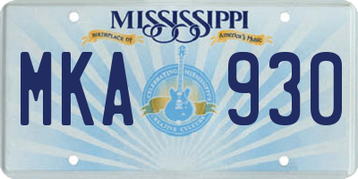MS license plate MKA930