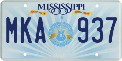 MS license plate MKA937