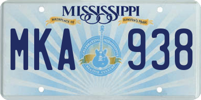 MS license plate MKA938
