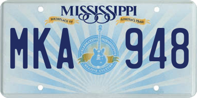 MS license plate MKA948