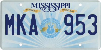 MS license plate MKA953