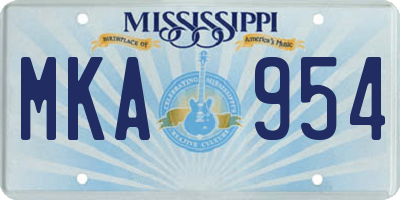 MS license plate MKA954