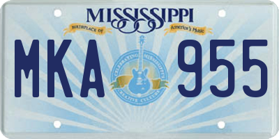 MS license plate MKA955