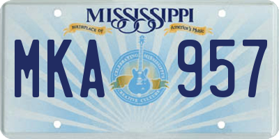 MS license plate MKA957
