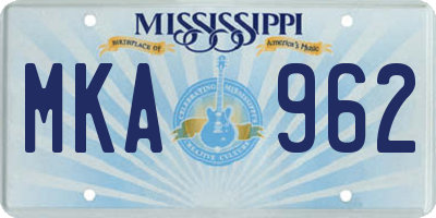 MS license plate MKA962
