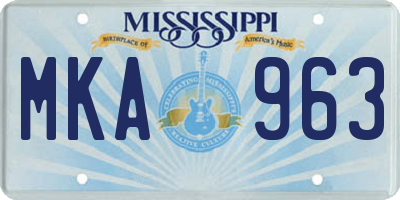 MS license plate MKA963