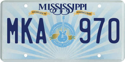 MS license plate MKA970