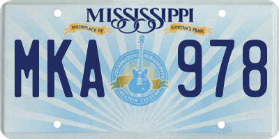 MS license plate MKA978