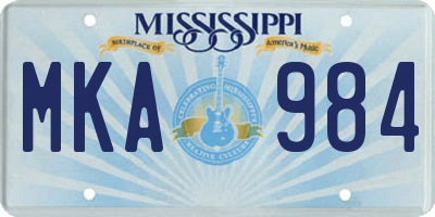 MS license plate MKA984