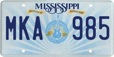 MS license plate MKA985