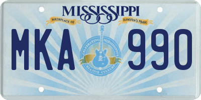 MS license plate MKA990