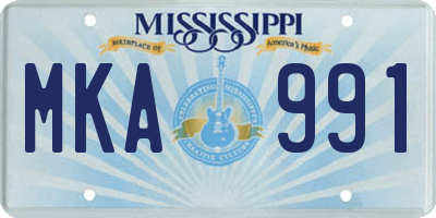 MS license plate MKA991