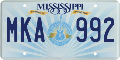 MS license plate MKA992