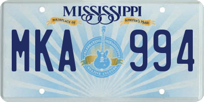 MS license plate MKA994