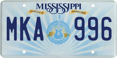 MS license plate MKA996