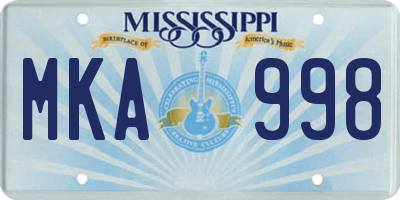 MS license plate MKA998