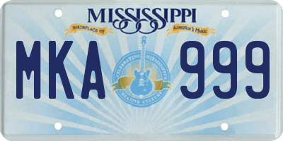 MS license plate MKA999