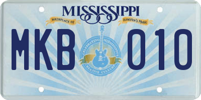 MS license plate MKB010