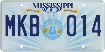 MS license plate MKB014