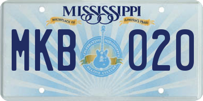 MS license plate MKB020