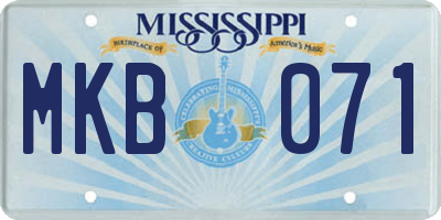 MS license plate MKB071