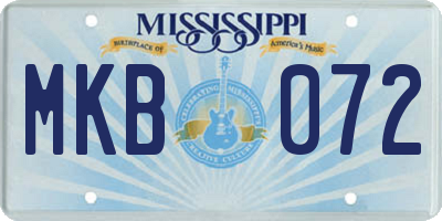 MS license plate MKB072